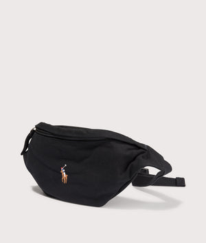 Polo Ralph Lauren Canvas Waist Bag in Black. EQVVS Angle Shot.