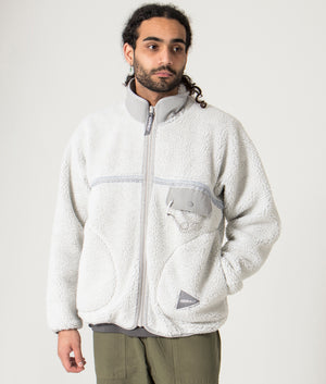 Gramicci x and wander JQ Tape Fleece Jacket in white. Shot at EQVVS. 