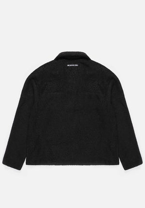 MKI Miyuki Zoku Boucle Overshirt in black. Reverse shot. 