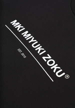 MKI Miyuki Zoku Linear Crewneck Sweatshirt in Black. Shot at EQVVS. Detail shot. 