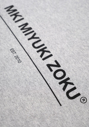 MKI Miyuki Zoku Linear Crewneck Sweatshirt in Grey. Shot at EQVVS. Detail shot. 