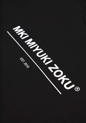 MKI Miyuki Zoku Linear T-Shirt in Black. Shot at EQVVS.  Flat shot detail. 