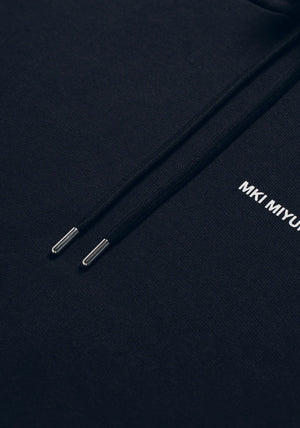 MKI Miyuki Zoku Uniform Hoodie in Navy. Shot at EQVVS. Detail shot. 