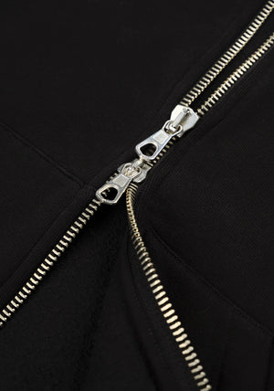 MKI Miyuki Zoku Uniform Zip Through Hoodie in Black. Shot at EQVVS. Detail shot. 