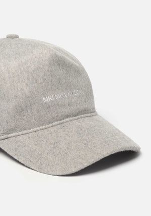 MKI MIYUKI ZOKU V2 Mohair Ball Cap in Grey at EQVVS Menswear Front angle detail shot