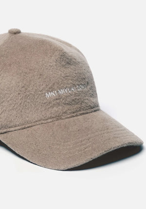 MKI MIYUKI ZOKU V2 Mohair Ball Cap in Brown at EQVVS Menswear Front angle detail shot