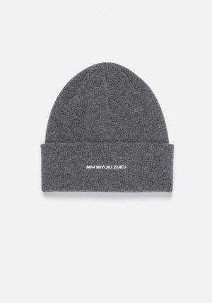 MKI Embroidered Merino Beanie Charcoal. 