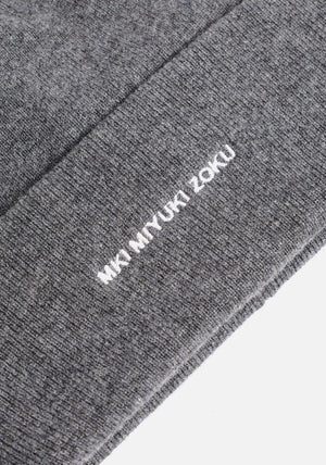 MKI Embroidered Merino Beanie Charcoal. 