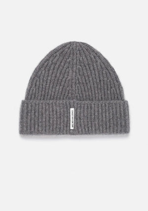 Charcoal Cashmere Ribbed Beanie, MKI Miyuki Zoku.