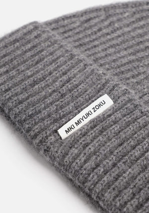 Charcoal Cashmere Ribbed Beanie, MKI Miyuki Zoku.