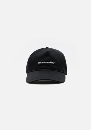 MKI MIYUKI ZOKU V2 Twill Ball Cap in Black at EQVVS Menswear. Front Shot.