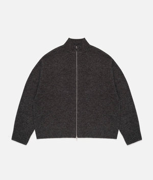 Oversized Fit Mohair Blend Knit Track Jacket