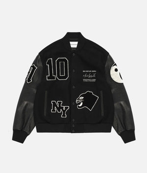 Oversized Fit Patch Varsity Jacket