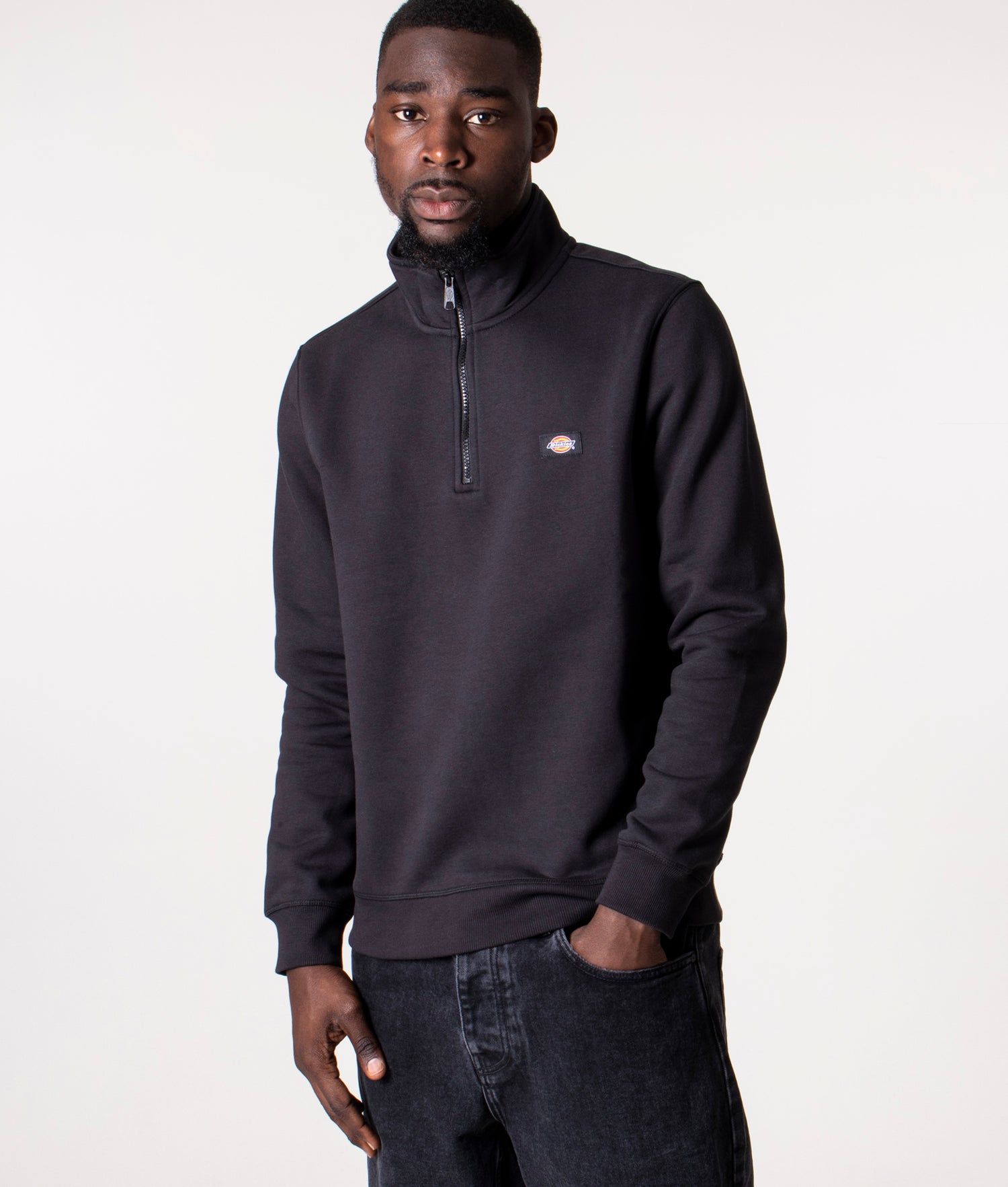 ディッキーズ Dickies oakport 1/4 zip sweatshirt in black メンズ-