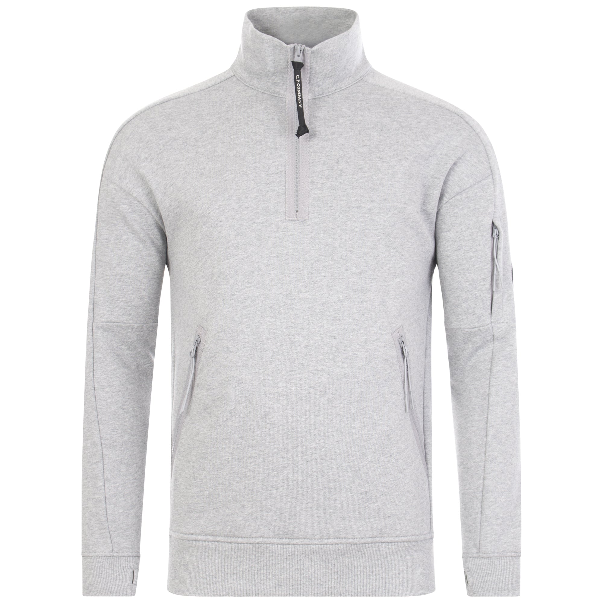 Diagonal Fleece ¼ Zip Lens Sweatshirt Grey | C.P. Company | EQVVS