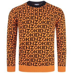 KENZO: sweater with all over logo - Orange  Kenzo sweater FB65PU6363SC  online at
