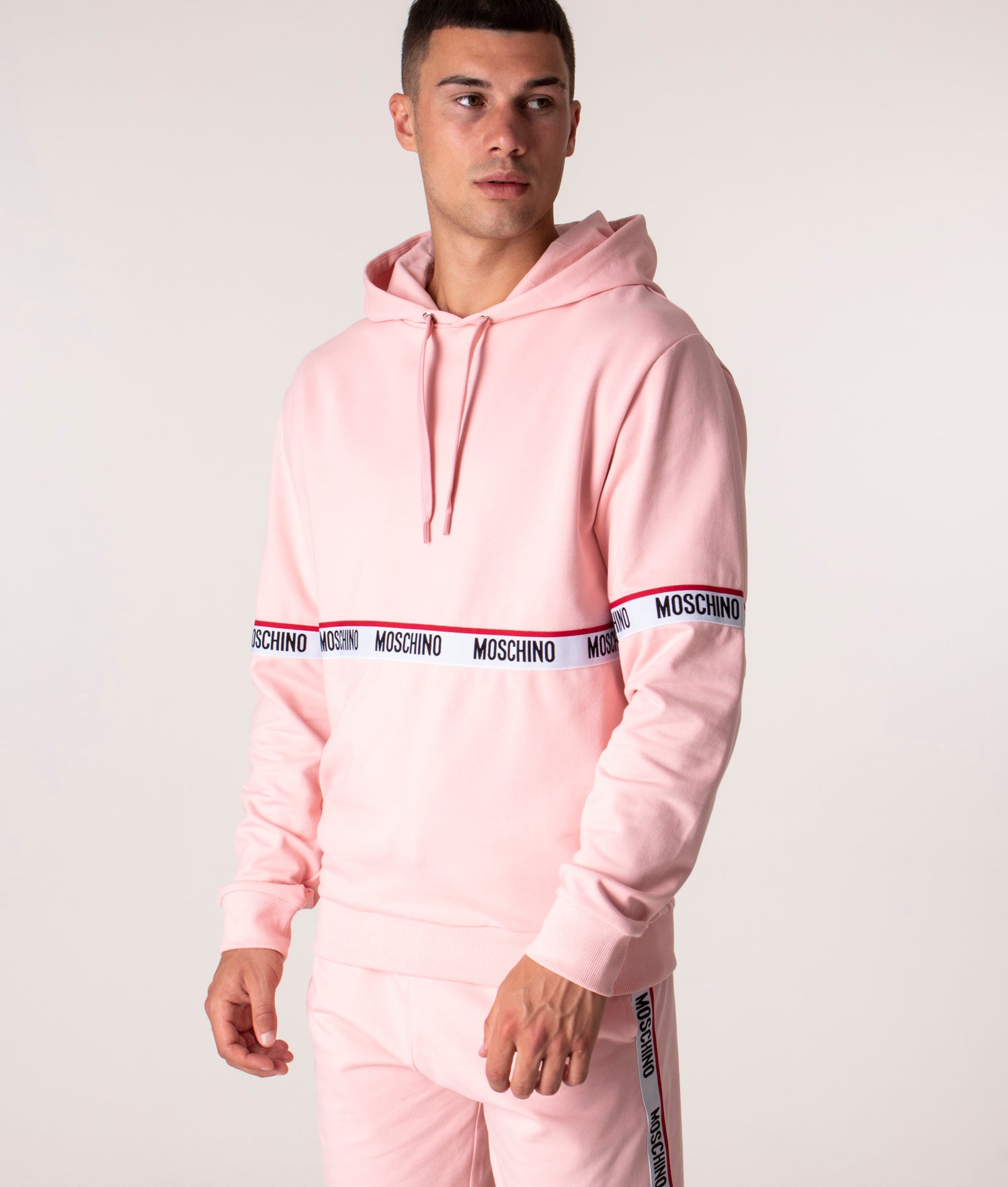 Taped Detail Hoodie Pink Moschino EQVVS