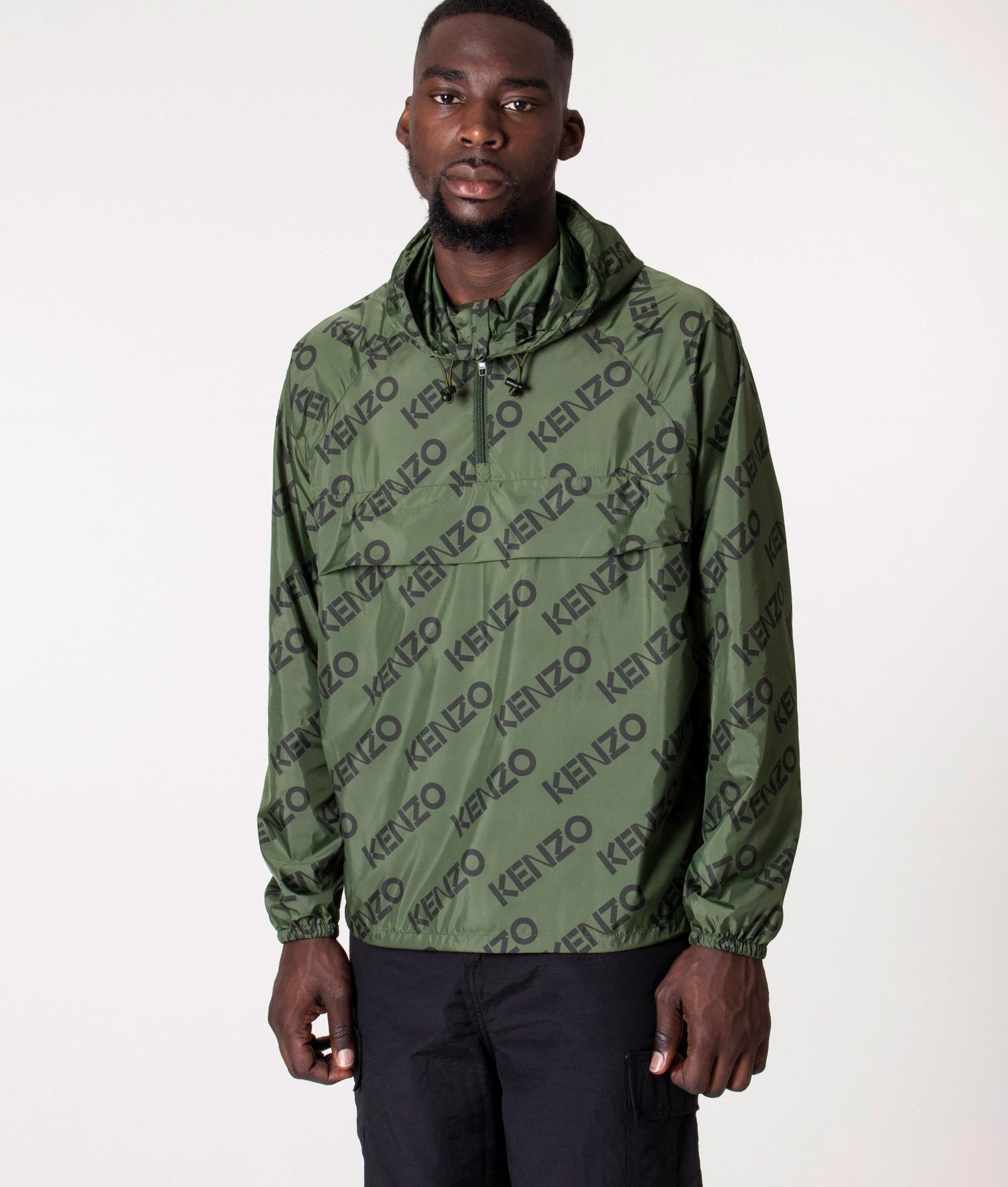 Quarter Zip Monogram Packable Windcheater Jacket, KENZO