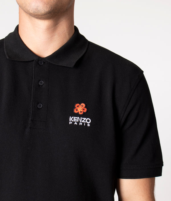 Boke Flower Crest Logo Polo Shirt Black | KENZO | EQVVS
