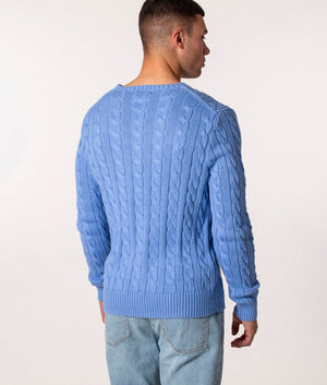 Round-neck Embroidered Cotton Sweater New Litchfield Blue Polo