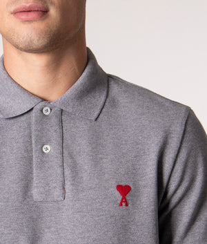 Ami-De-Coeur-Polo-Shirt-Heather-Grey-AMI-EQVVS