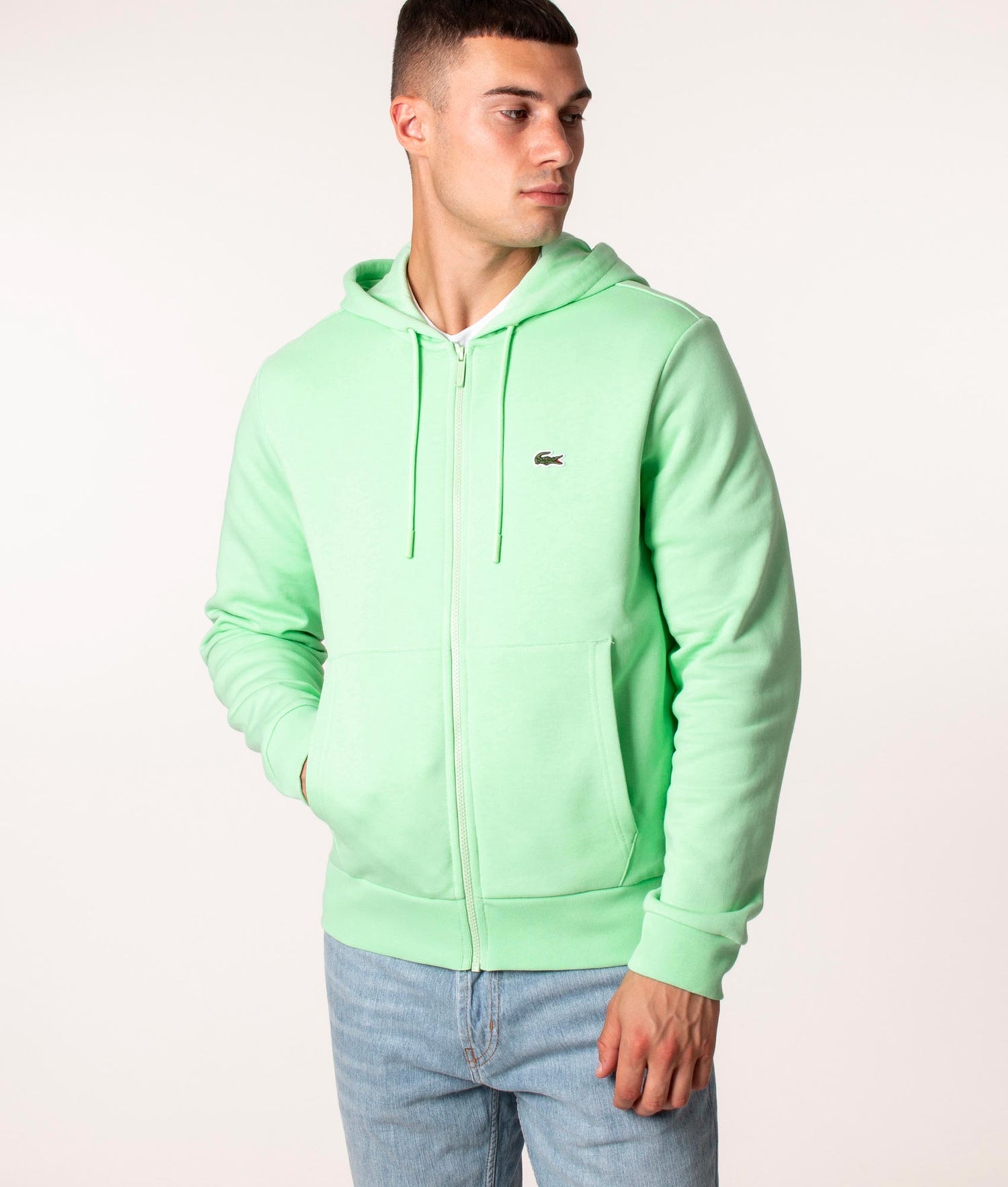 Lacoste woven panel zip cheap through hoodie