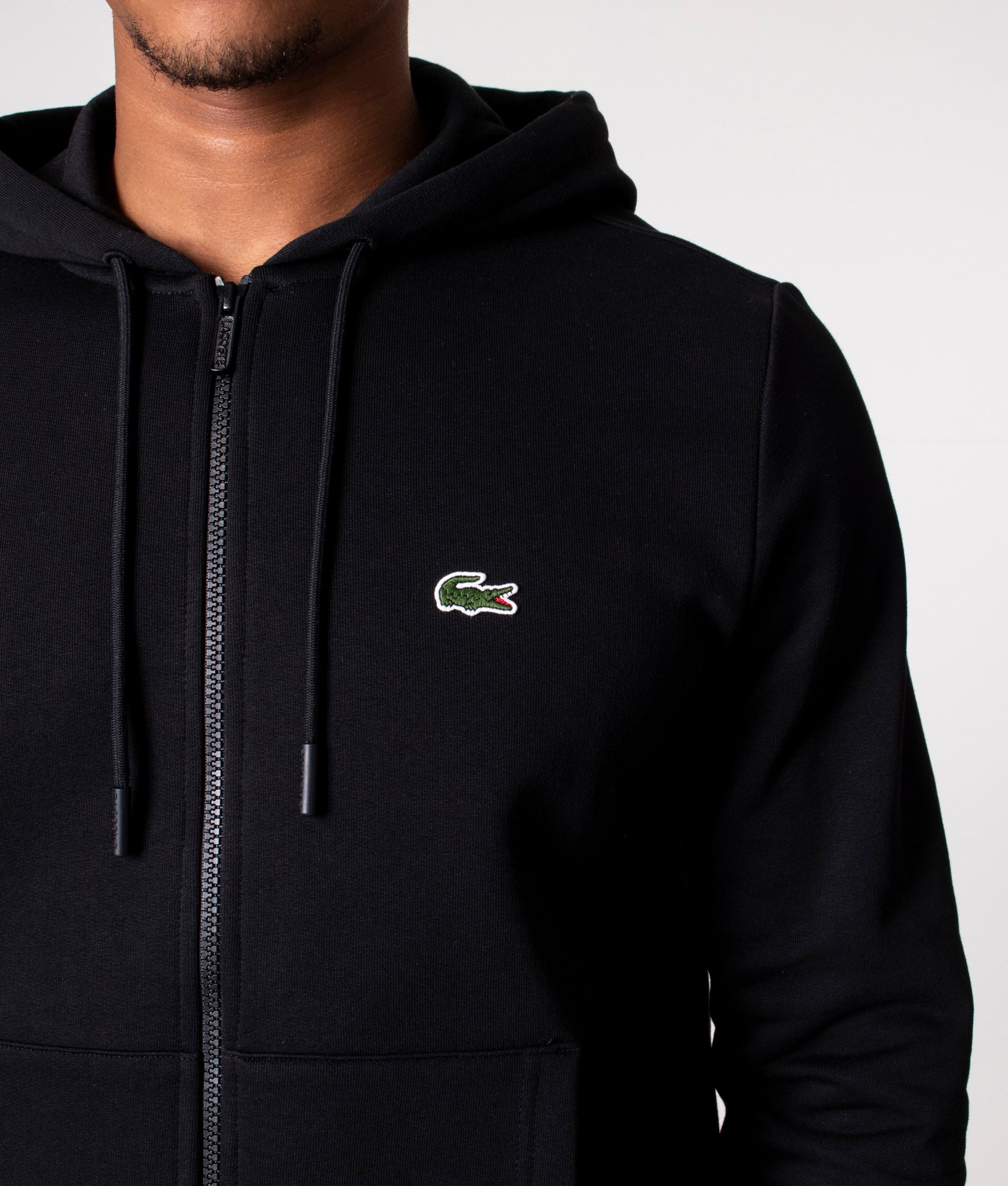 Zip Through Logo Hoodie Black Lacoste EQVVS