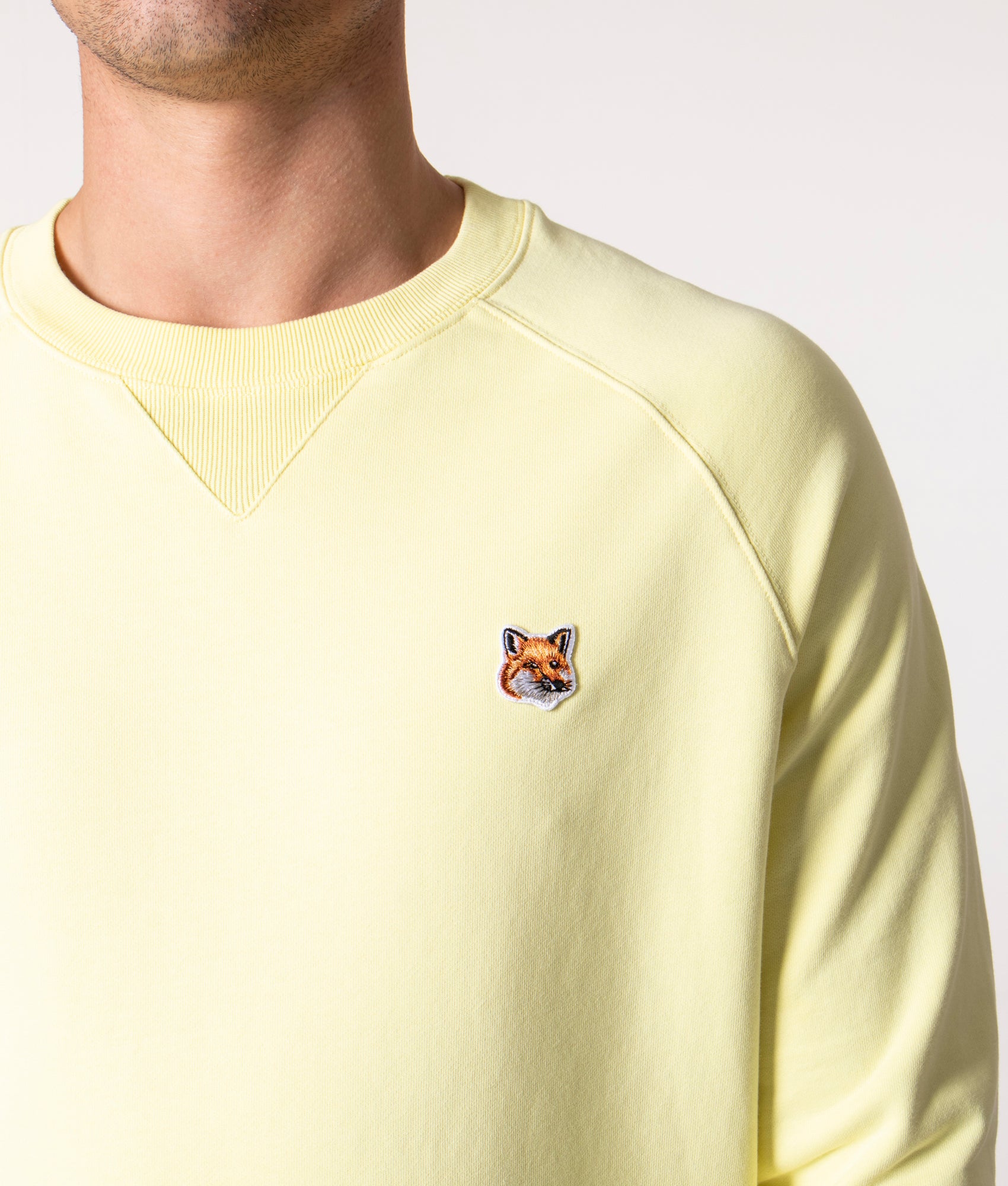 Slim Fox Head Patch Sweatshirt Light Yellow | Maison Kitsuné | EQVVS