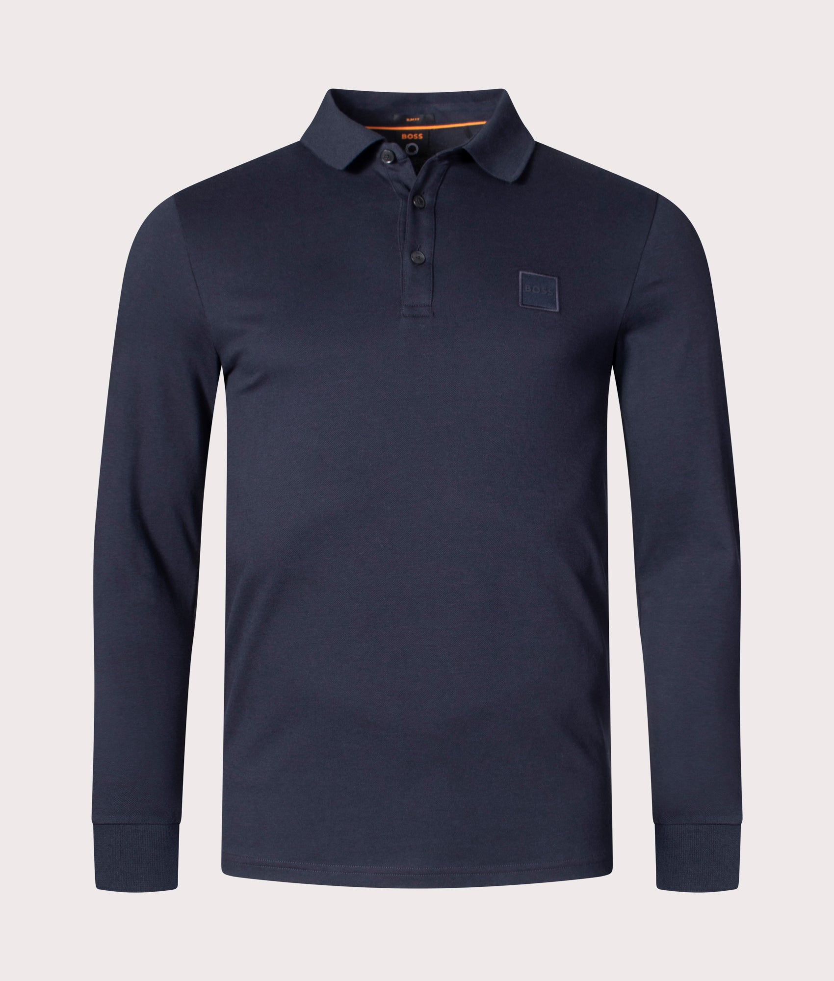 Slim Fit Long Sleeve Passerby Polo Shirt Dark Blue | BOSS | EQVVS