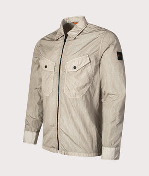 BOSS Zip Through Lovel 8 Overshirt in Grey, EQVVS. Mannequin angle