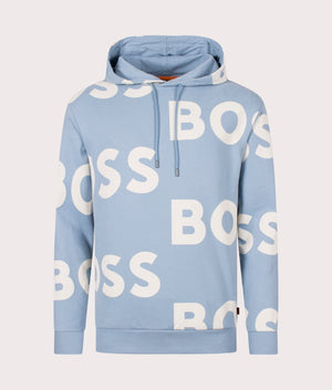 BOSS - Cotton-blend relaxed-fit hoodie with printed logo