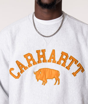 Carhartt WIP Locker Sweatshirt - Ash Heather/Brown Small