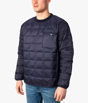 Crew-Neck-Chest-Pocket-Down-Pull-Over-Navy-TAION-EQVVS 