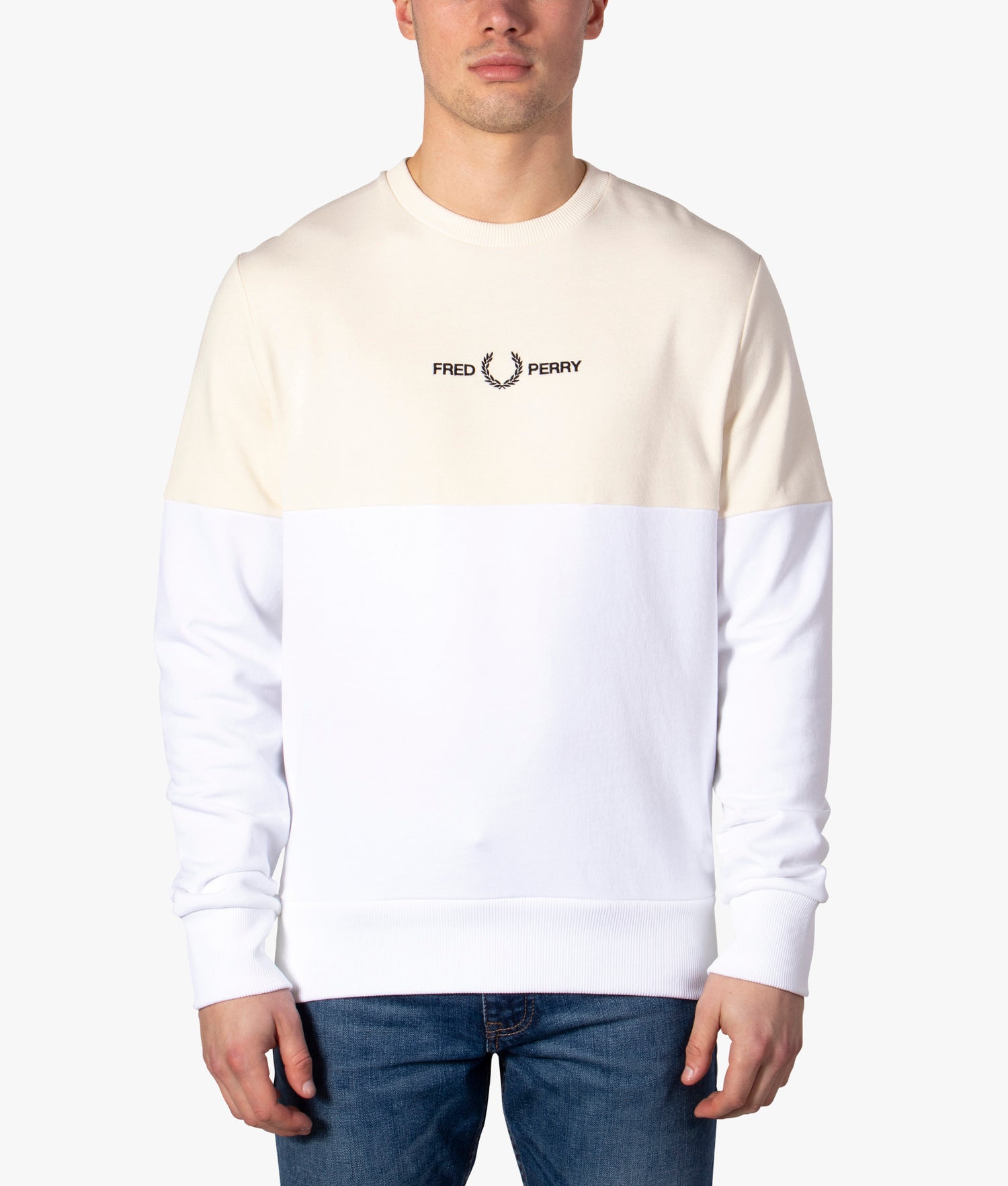 Fred perry colour clearance block crew sweatshirt