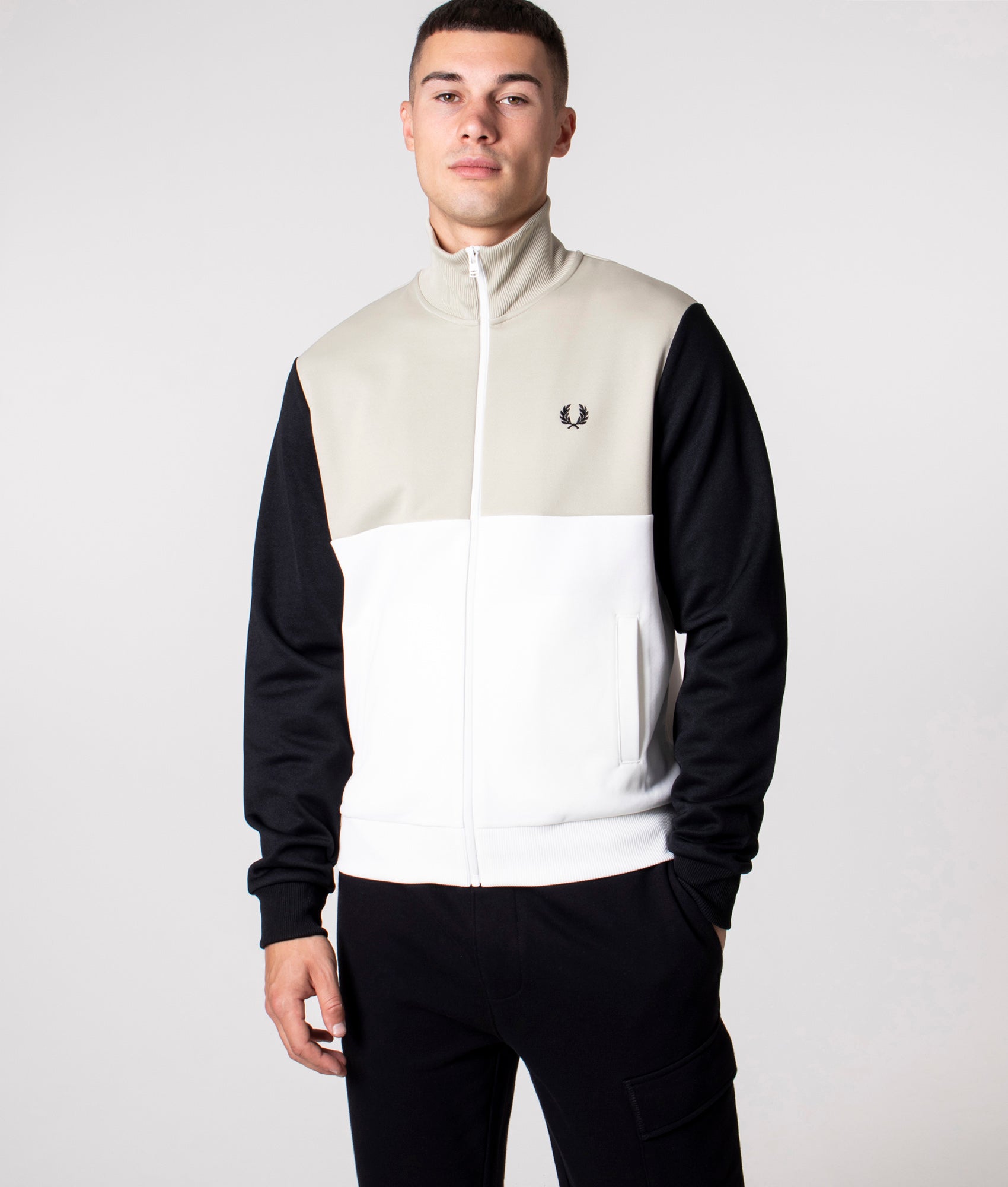 Colour Block Track Top Light Oyster | Fred Perry | EQVVS