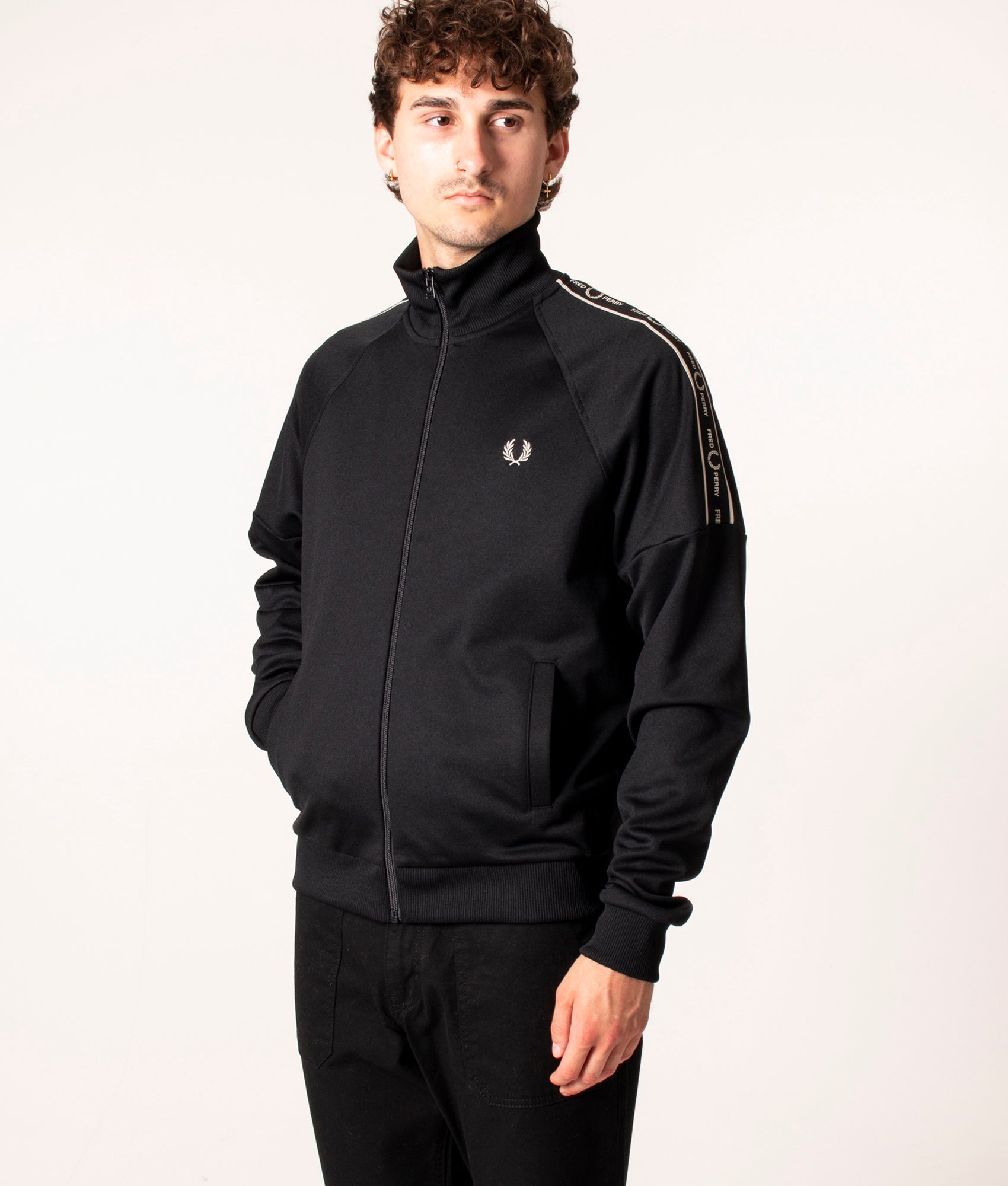 Taped Sleeve Track Top Black | Fred Perry | EQVVS