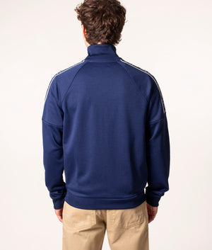 Fred Perry Taped Sleeve Track Top in Blue at EQVVS.  Back Shot. 