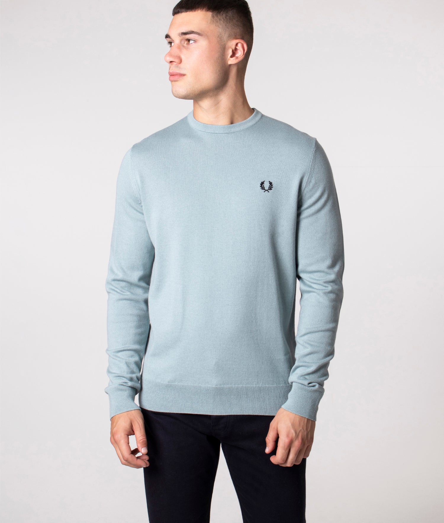 Classic Crew Neck Jumper Silver Blue Fred Perry EQVVS