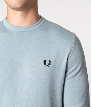 Classic Crew Neck Jumper Silver Blue Fred Perry EQVVS