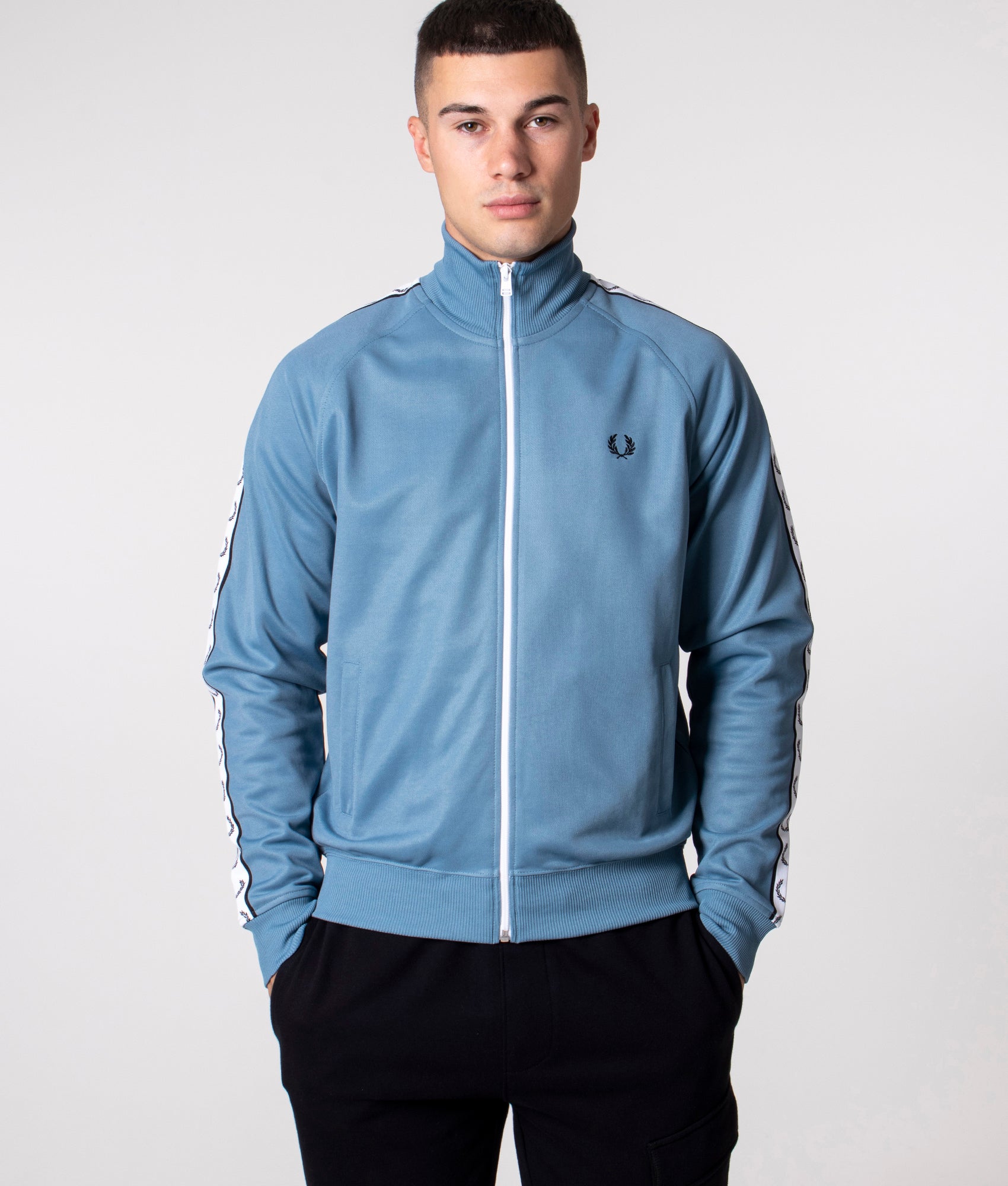 Zip Through Taped Track Top Ash Blue | Fred Perry | EQVVS