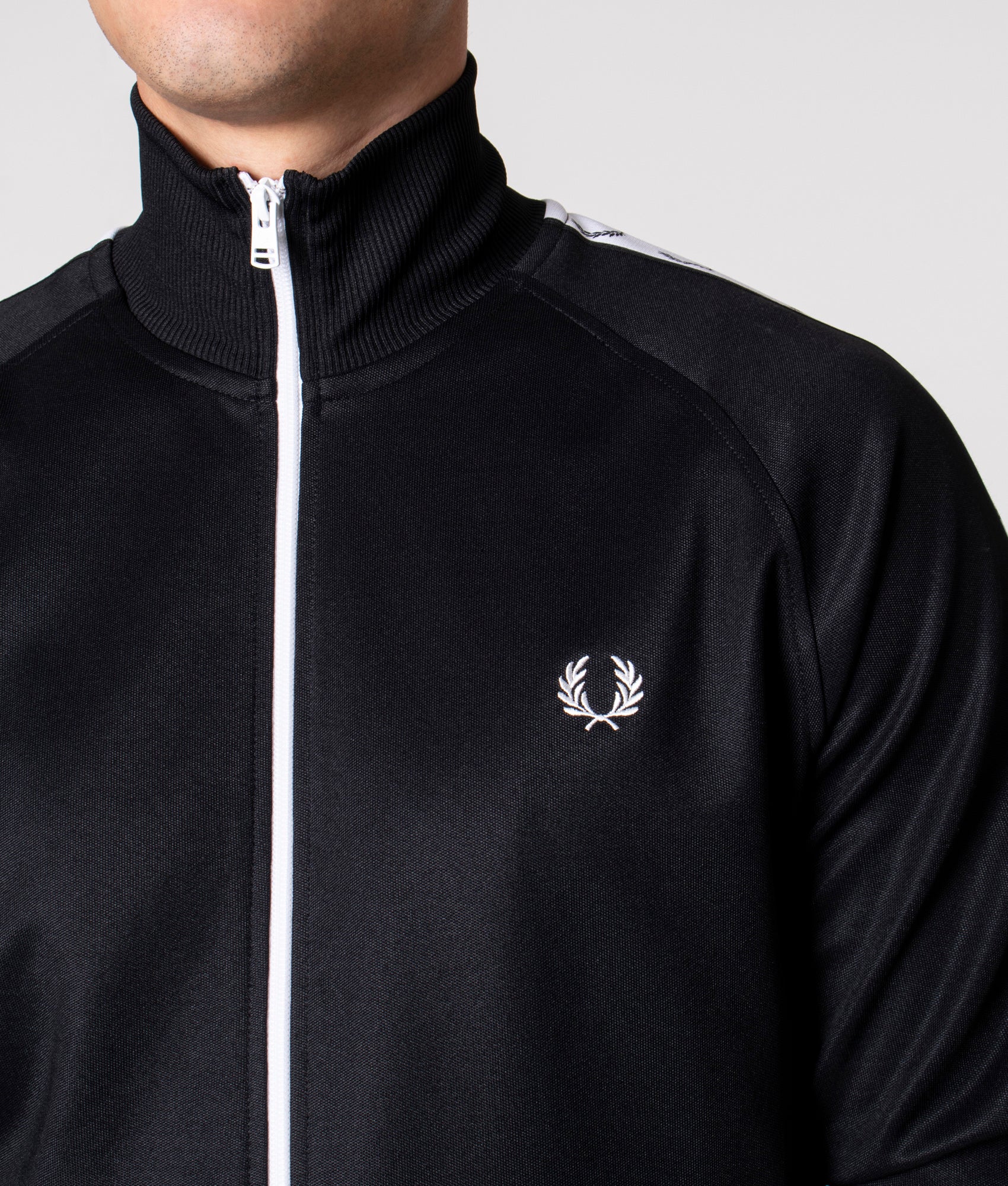 Zip Through Taped Track Top Black | Fred Perry | EQVVS