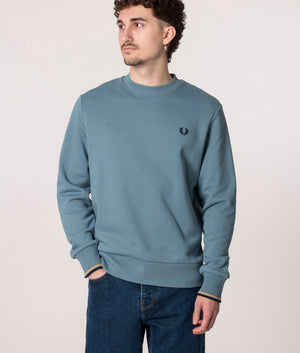 Crew-Neck-Sweatshirt-Ash-Blue-Fred-Perry-EQVVS