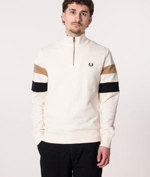 Quarter-Zip-Tipped-Sleeve-Sweatshirt-Ecru-Fred-Perry-EQVVS