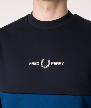 Fred Perry color block sweatshirt in brighton blue