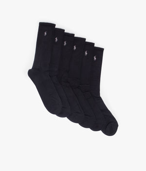 6-Pack-Cotton-Blend-Crew-Socks-Black-Polo-Ralph-Lauren-EQVVS