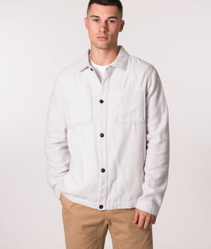  Albam Flannel Overshirt in Ecru, EQVVS. Model, front