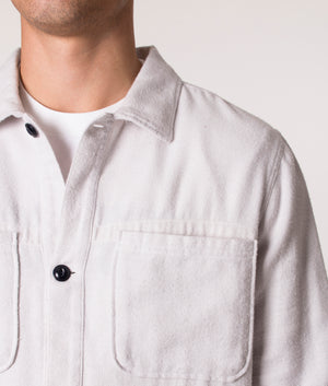  Albam Flannel Overshirt in Ecru, EQVVS. Model, detail