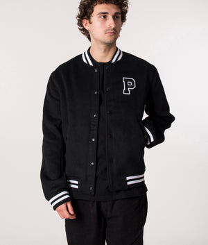 AHINT Letterman Jacket Varsity Jacket Baseball Jacket Full Black