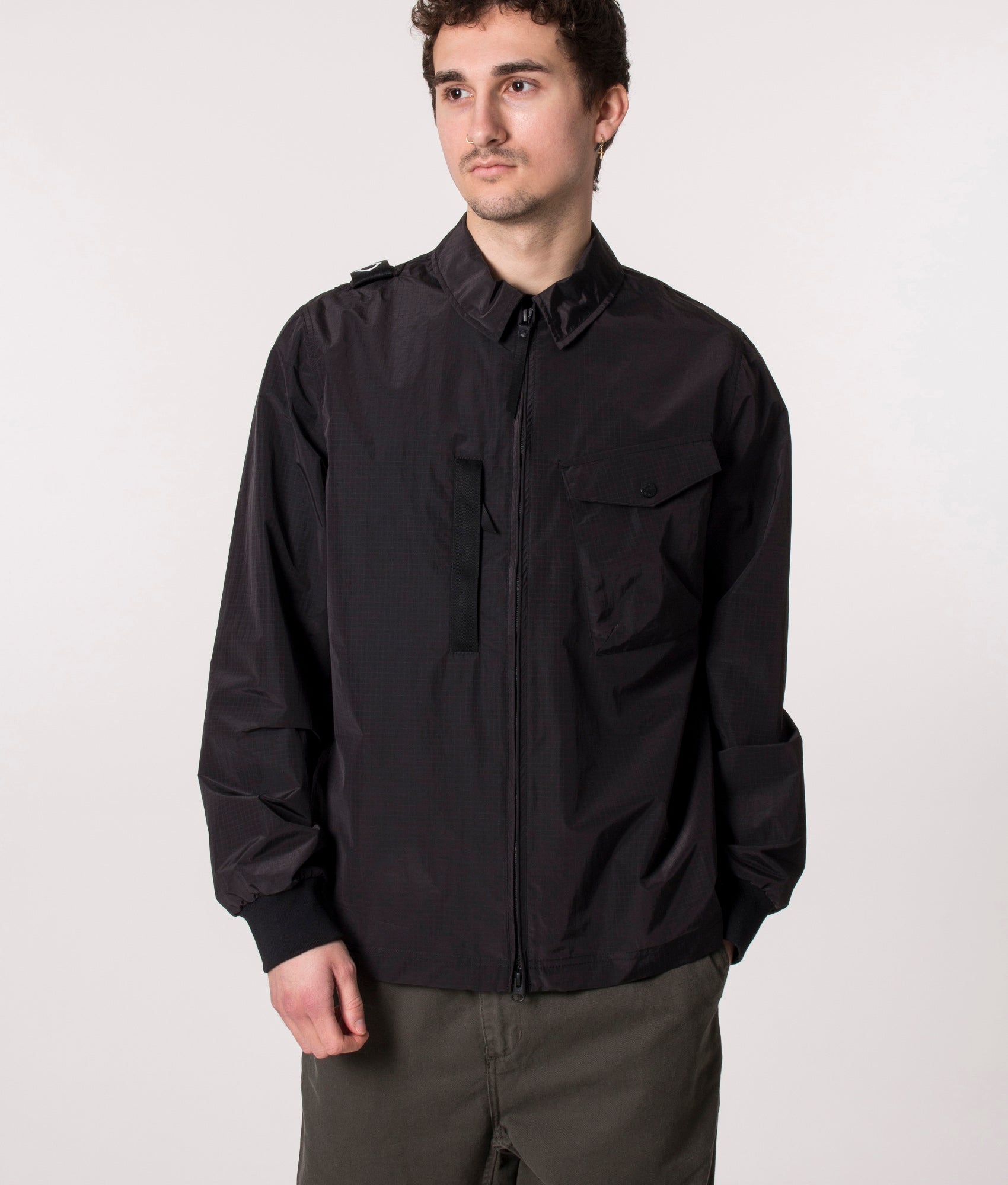 Nylon Grid Overshirt Jet Black | Ma.Strum | EQVVS