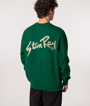 Stan Ray OG Crew Sweatshirt in Ivy Green at EQVVS. Model reverse 